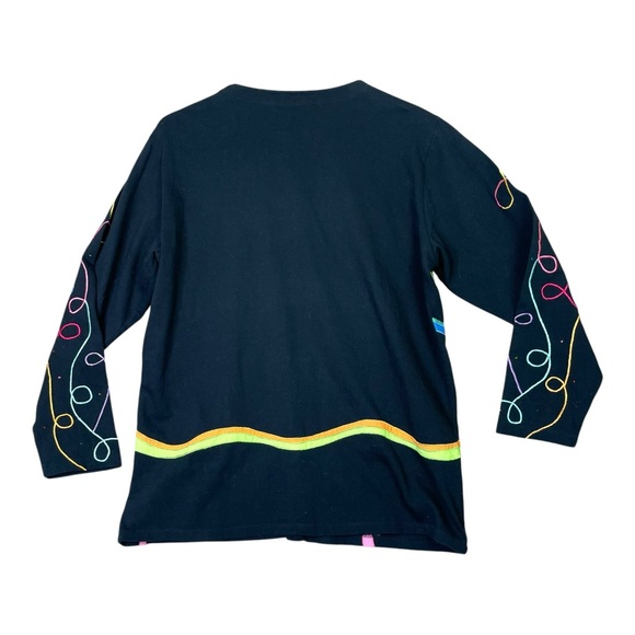 Michael Simon Lite Cardigan Embroidered Under Sea Sequins Open Front Size Medium - Picture 2 of 11